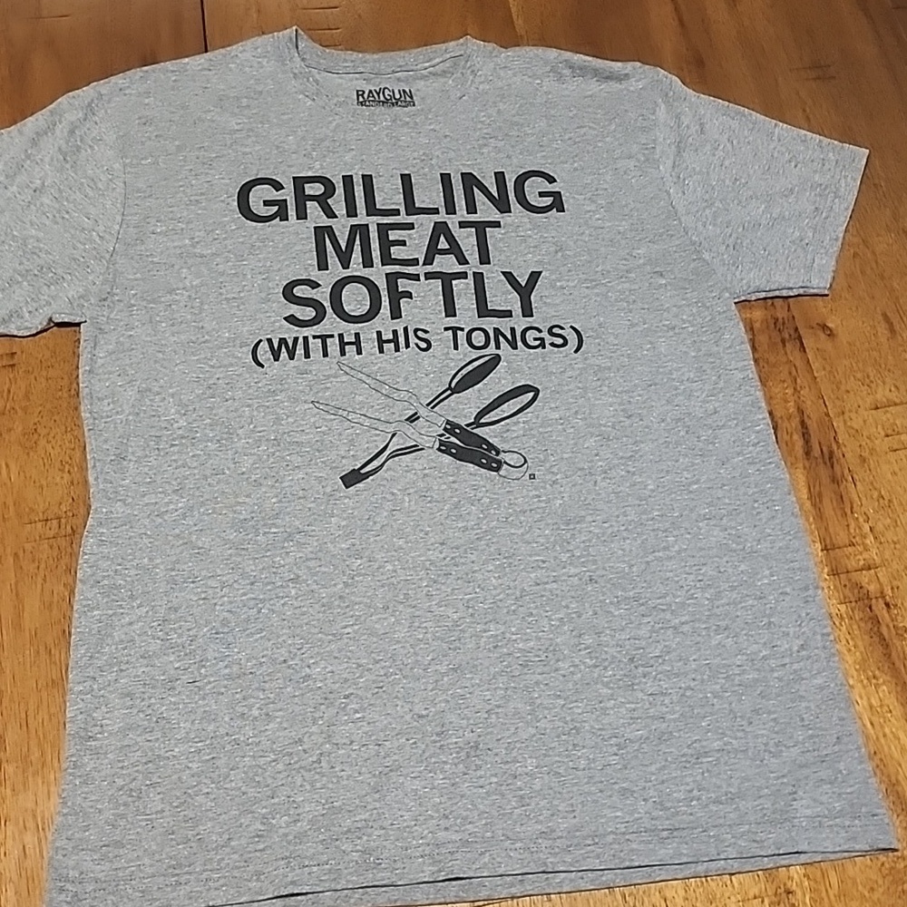 Gray Graphic T-Shirt with Black Text